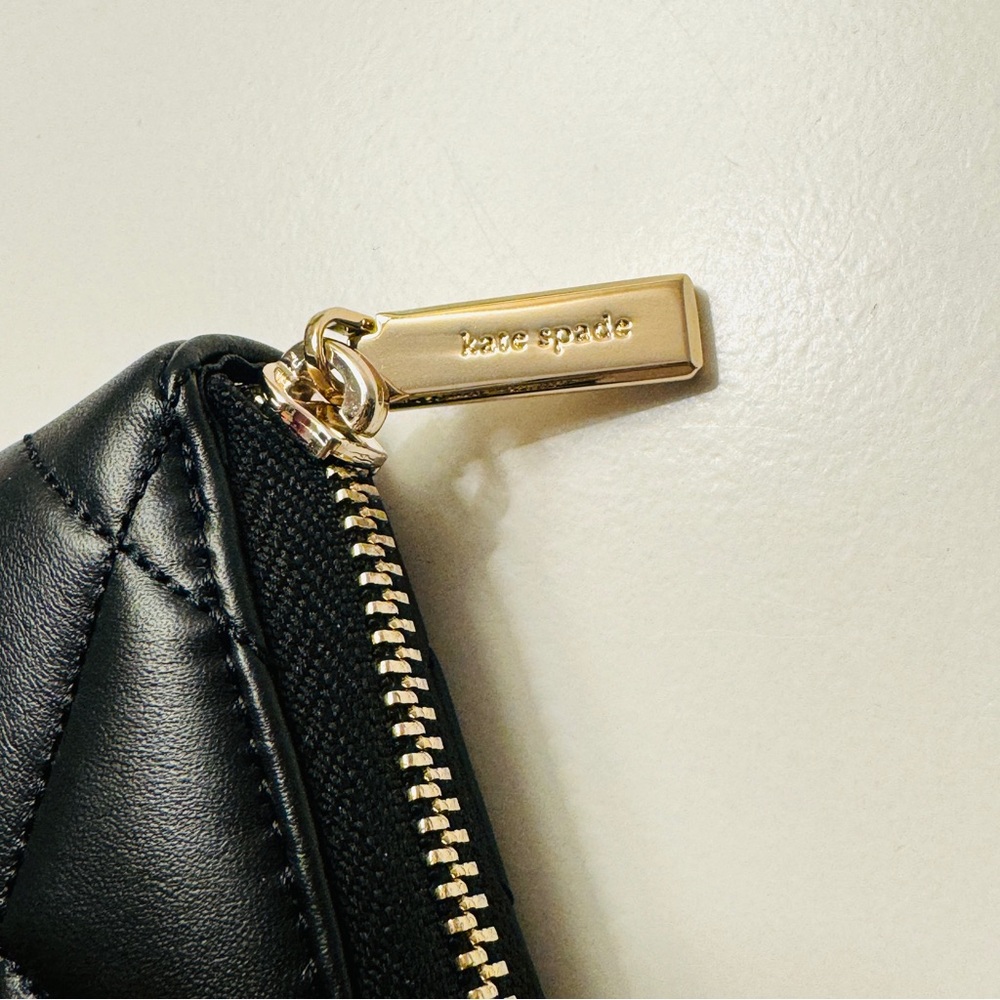 Kate Spade Quilted Black Leather Zip Around Wallet NWT - Picture 9 of 16